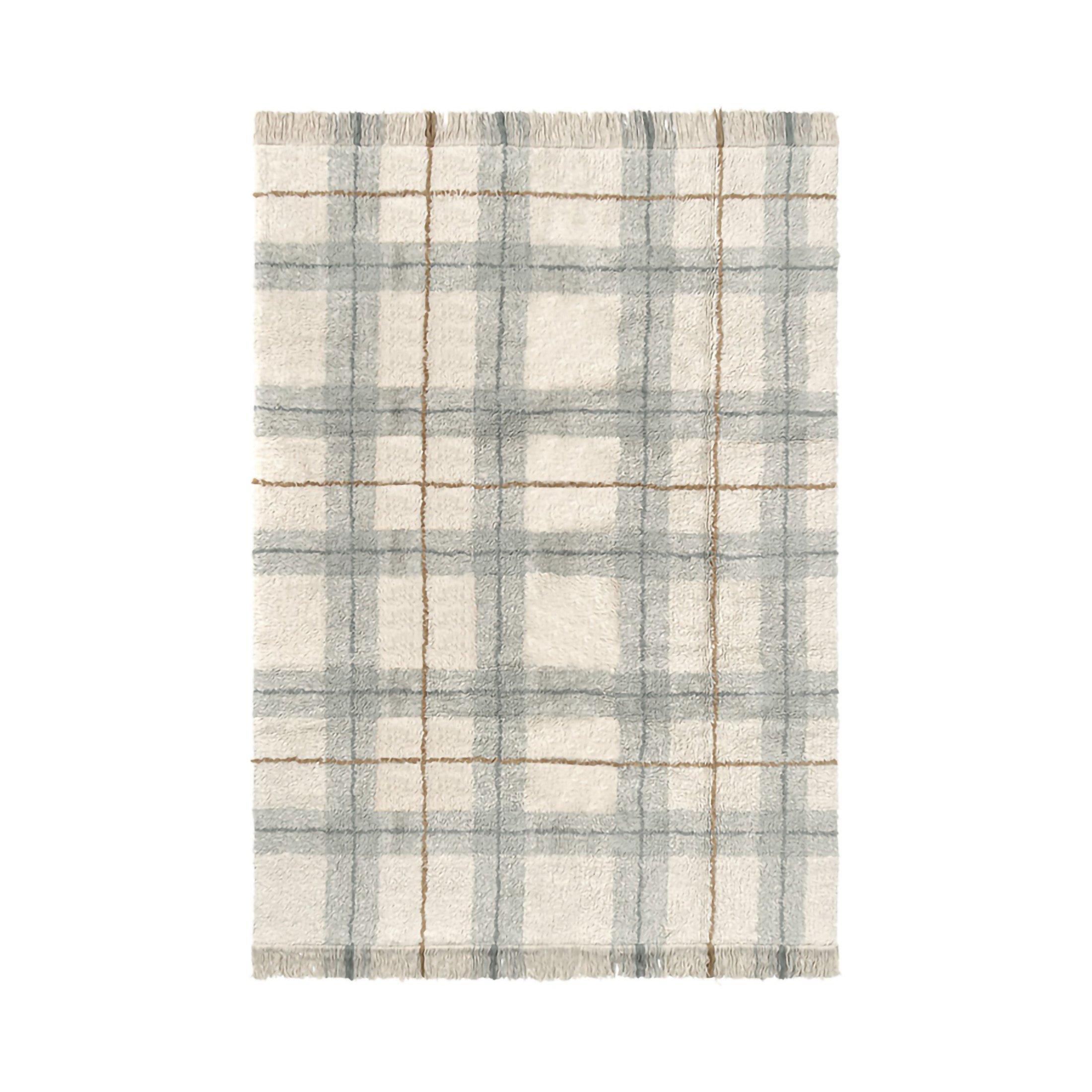 Washable Rug Tartan Blue Sage