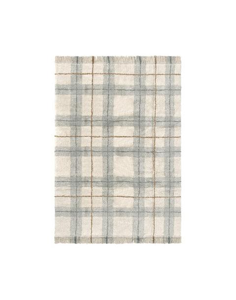 Washable Rug Tartan Blue Sage
