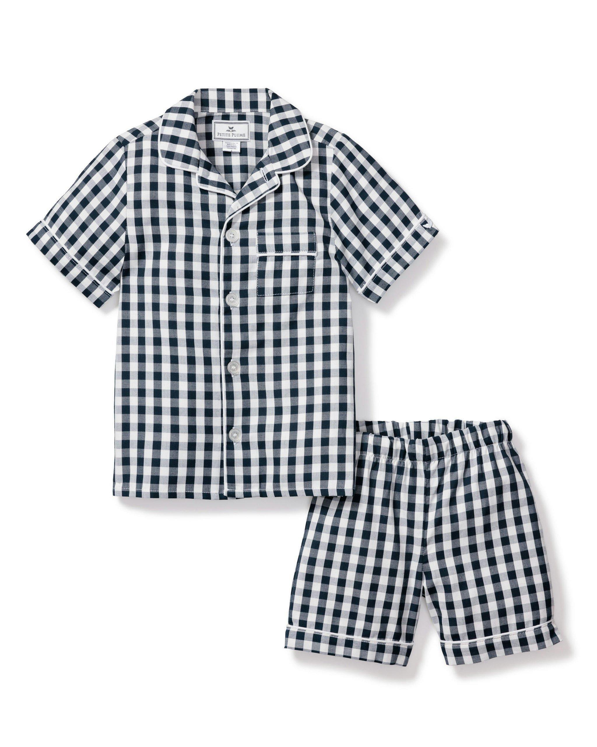 Navy Gingham Short Set