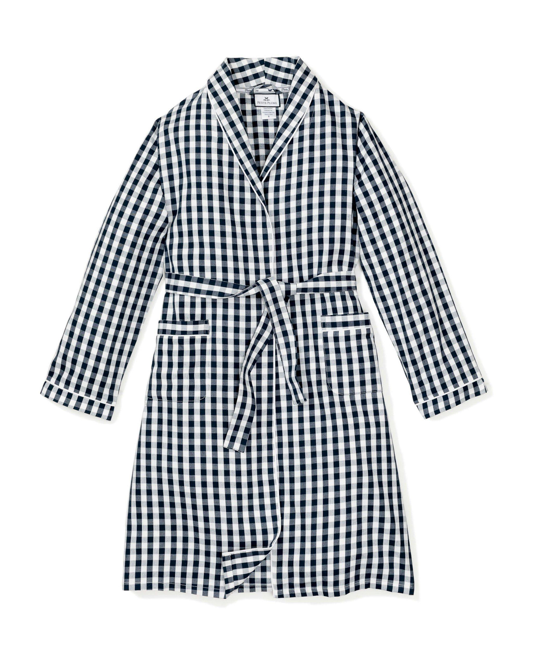 Navy Gingham Robe