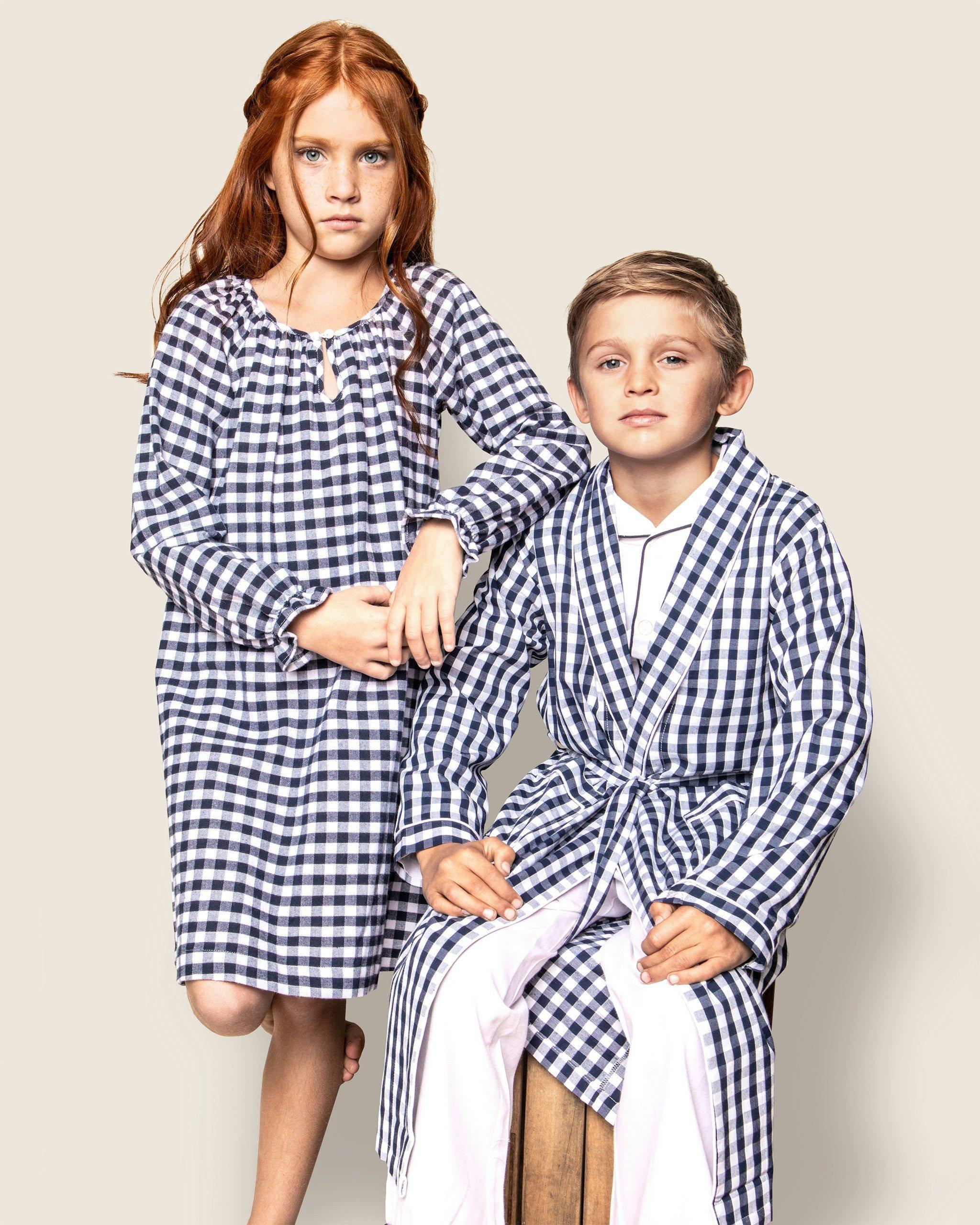 Navy Gingham Robe image number 3