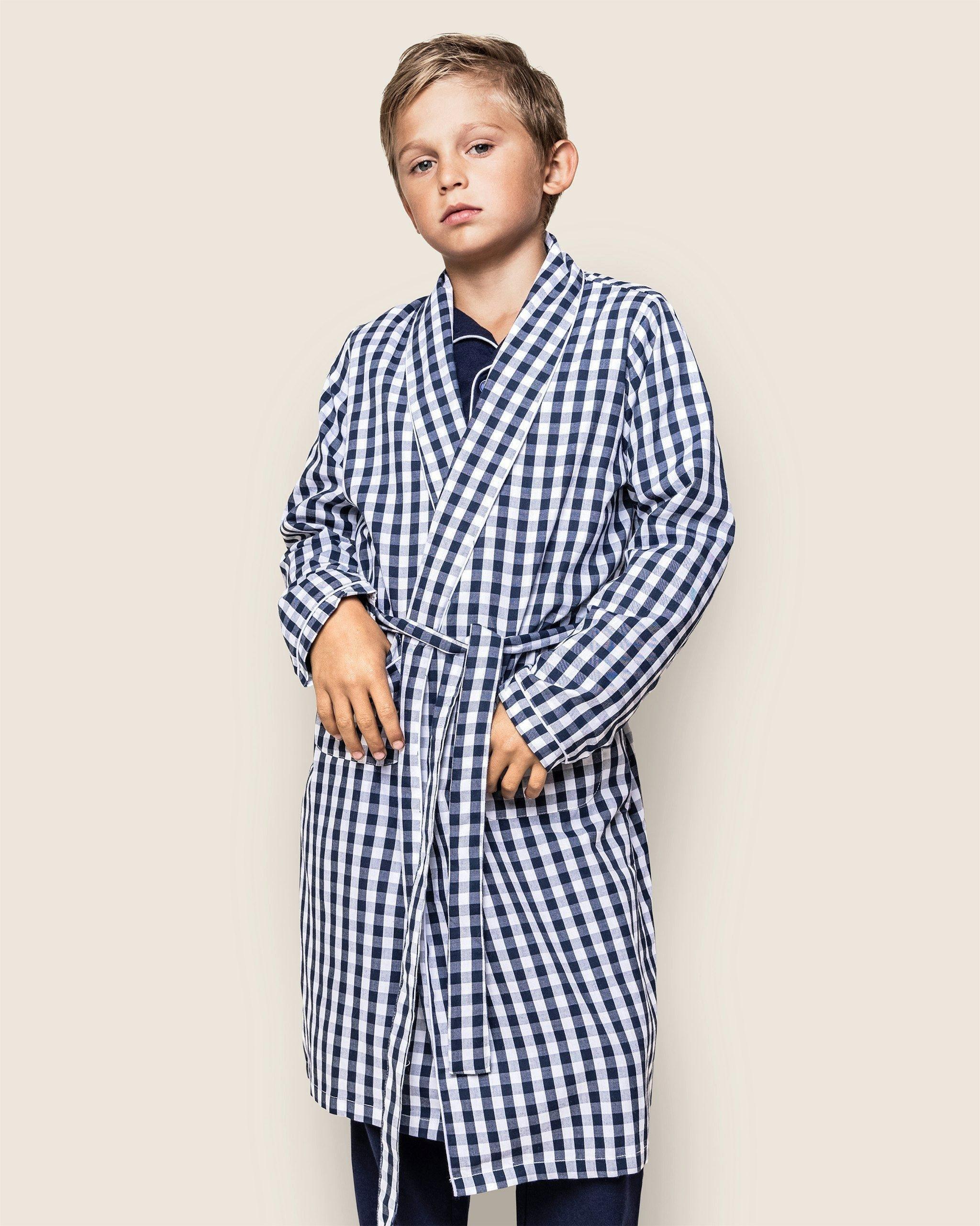 Navy Gingham Robe image number 1