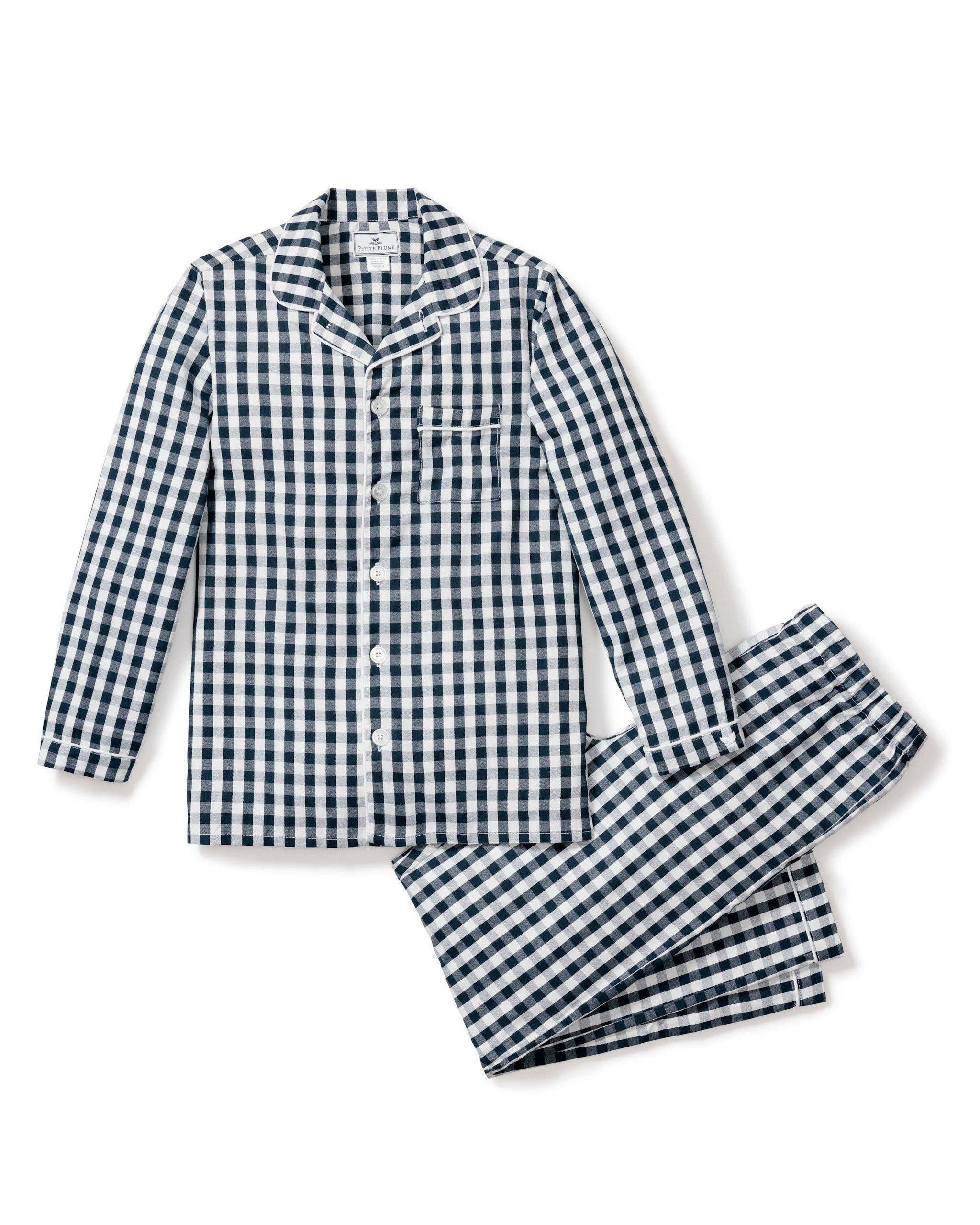 Navy Gingham Pajama Set