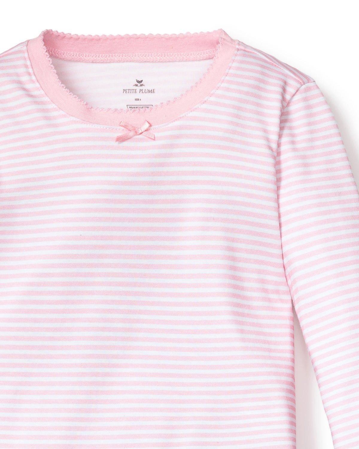 Kid's Pima Snug Fit Pajama Set in Pink Stripes image number 4