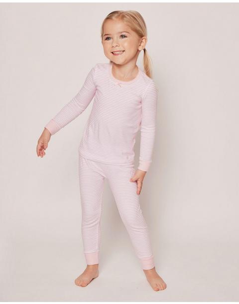 Kid's Pima Snug Fit Pajama Set in Pink Stripes