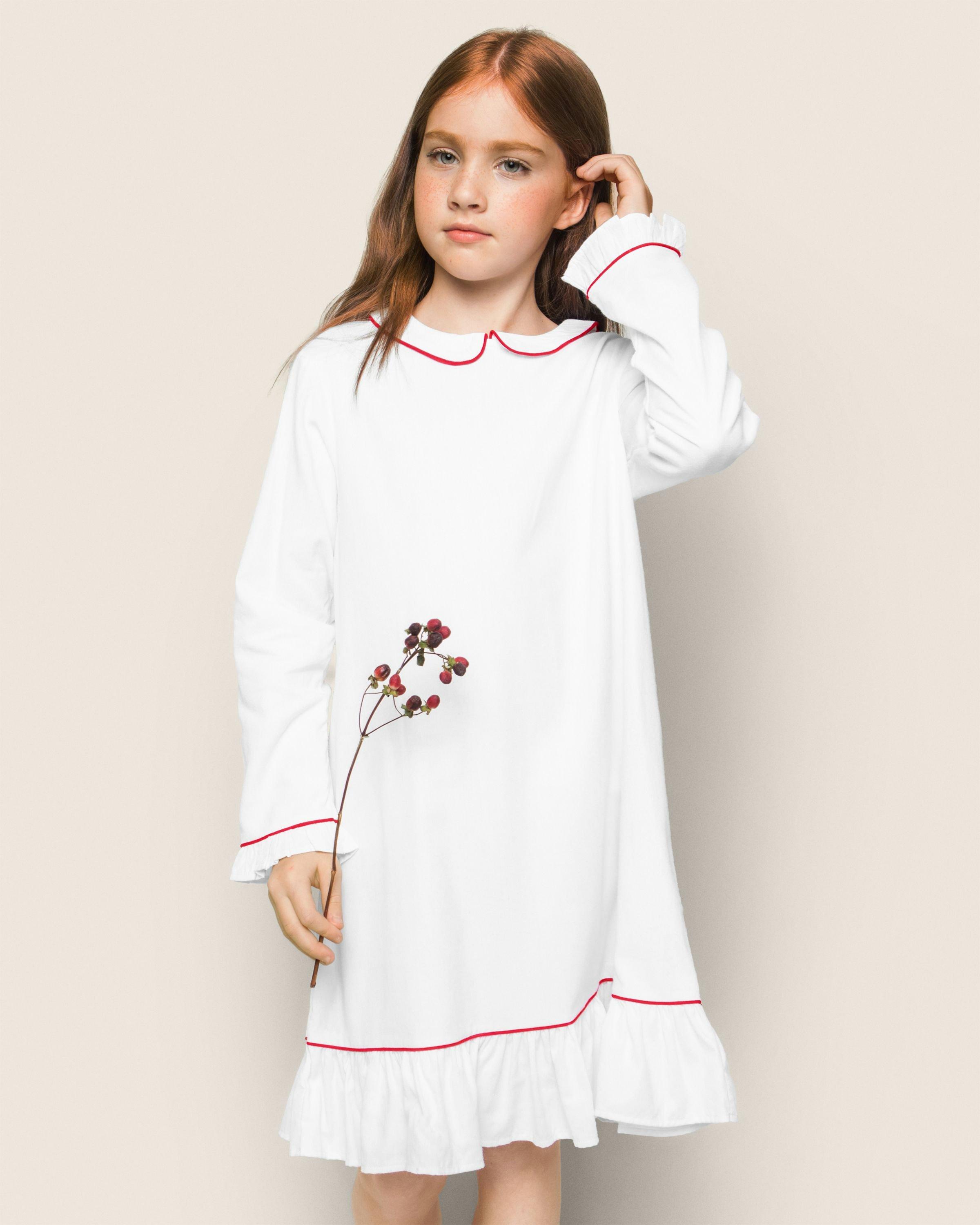 White Sophia Nightgown With Red Piping image number 1