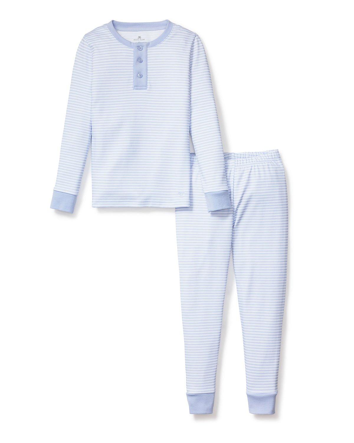 Kid's Pima Snug Fit Pajama Set in Blue Stripes image number 2