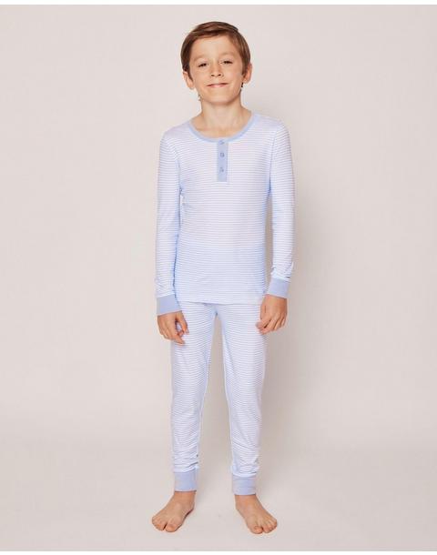 Kid's Pima Snug Fit Pajama Set in Blue Stripes