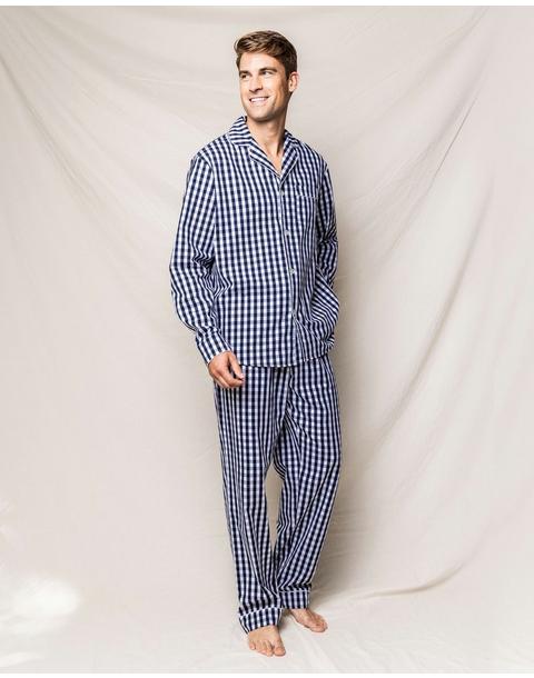 Men's Navy Gingham Twill Pajamas