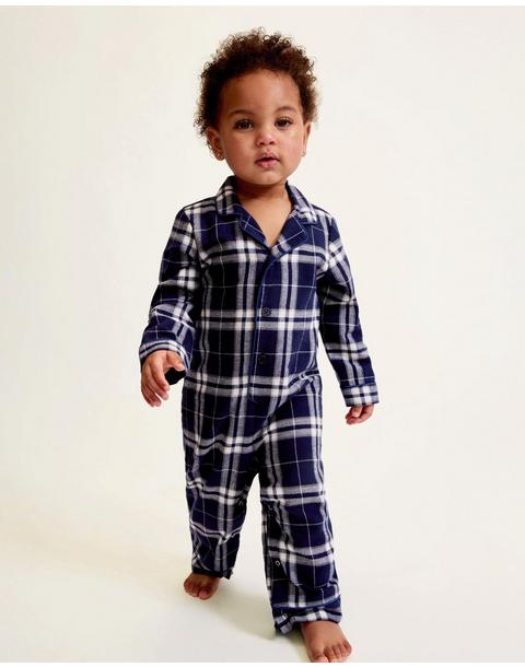 Baby's Brushed Twill Classic Romper in Oxford Tartan