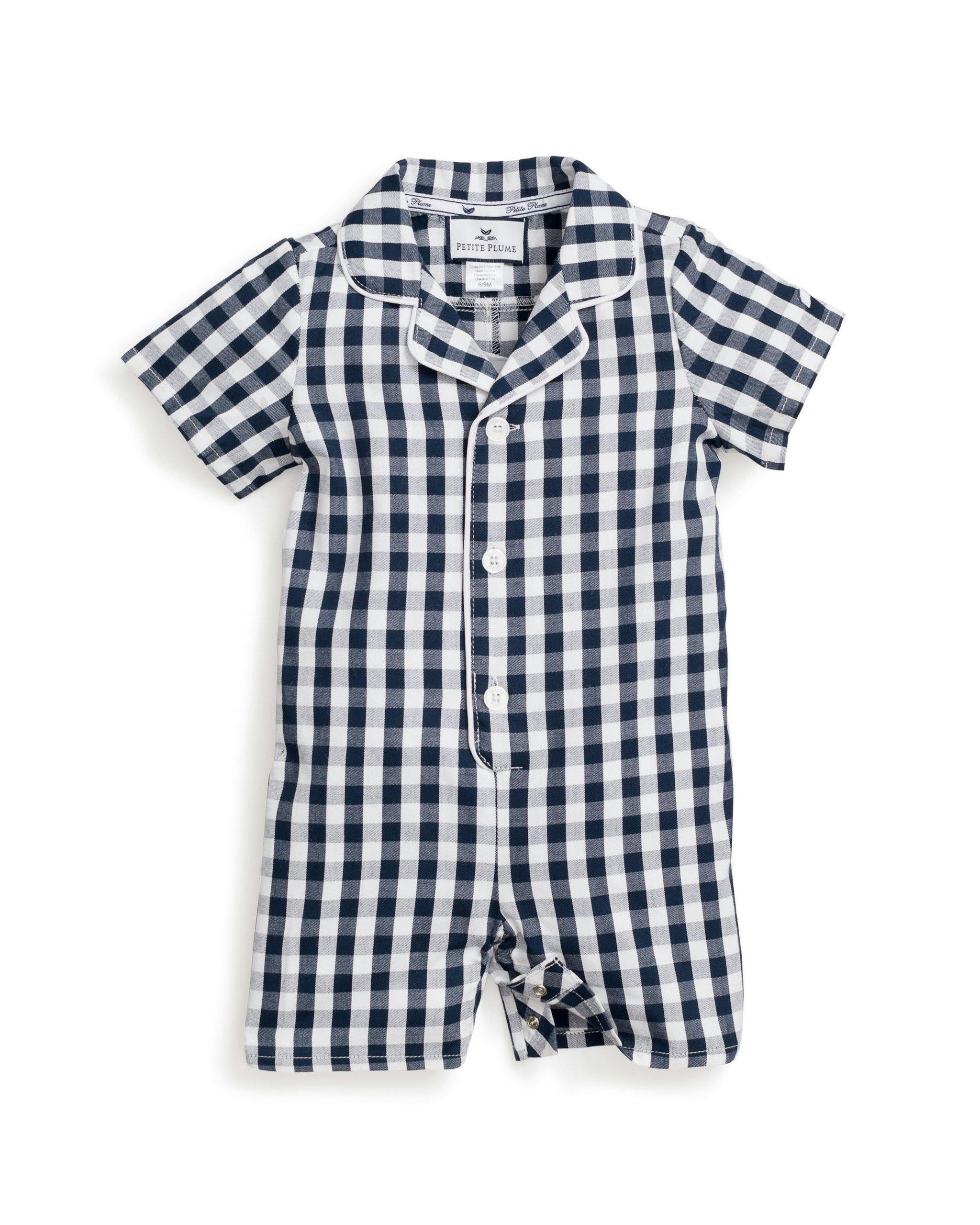 Navy Gingham Romper image number 1