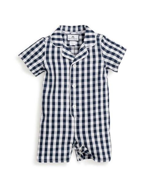 Navy Gingham Romper