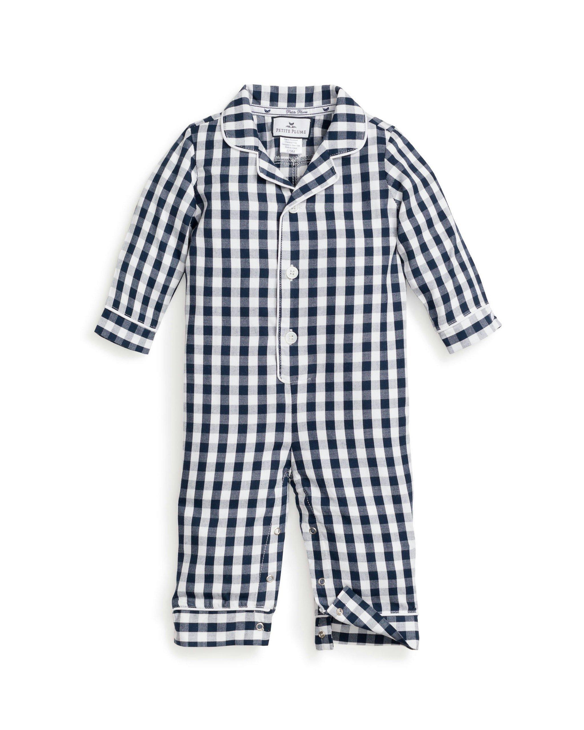 Navy Gingham Romper