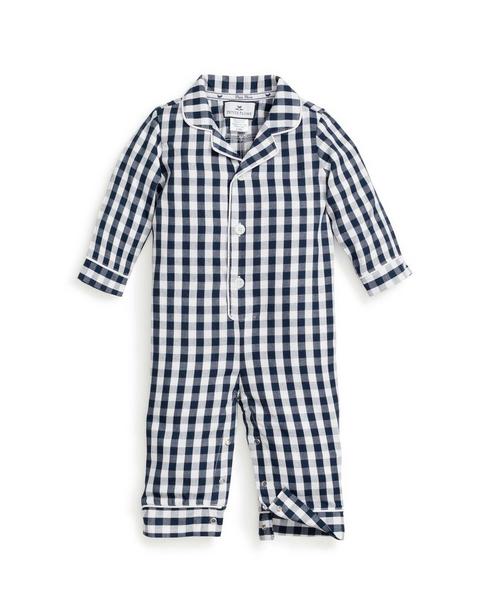 Navy Gingham Romper