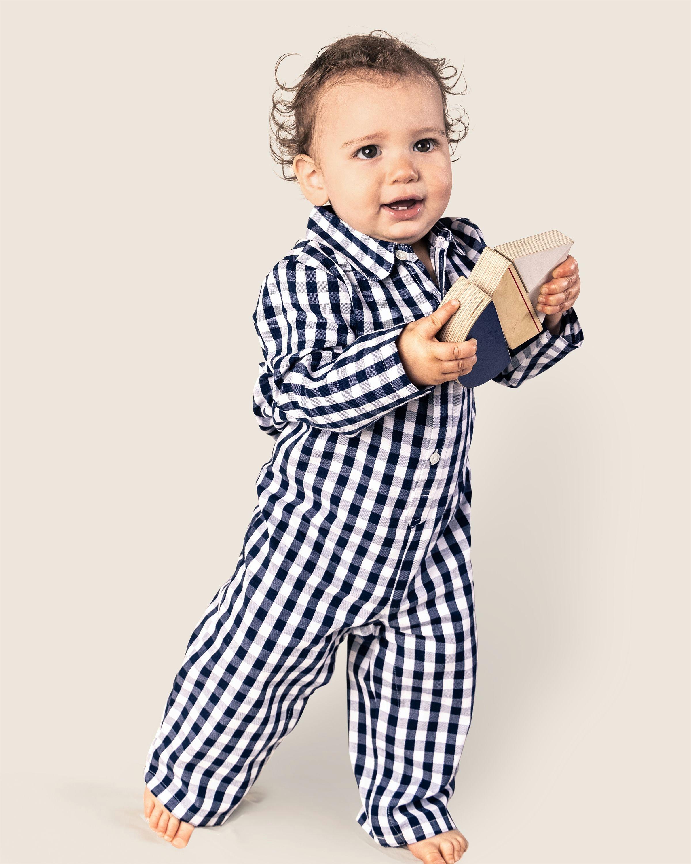 Navy Gingham Romper image number 1
