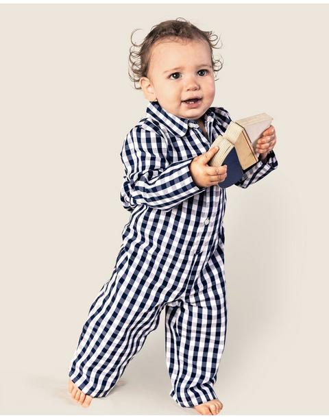 Navy Gingham Romper