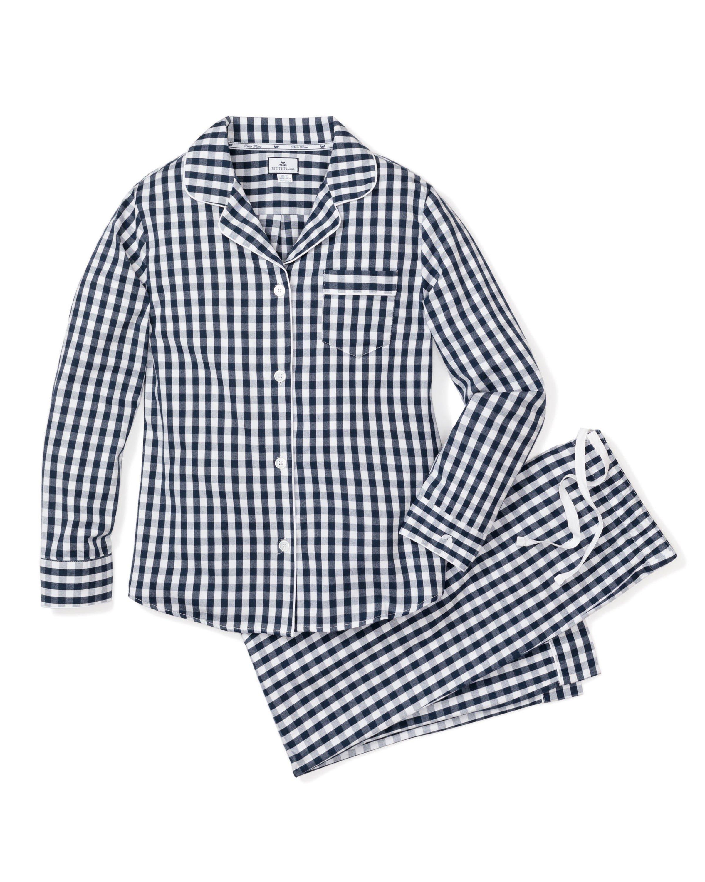 Women's Navy Gingham Twill Pajamas