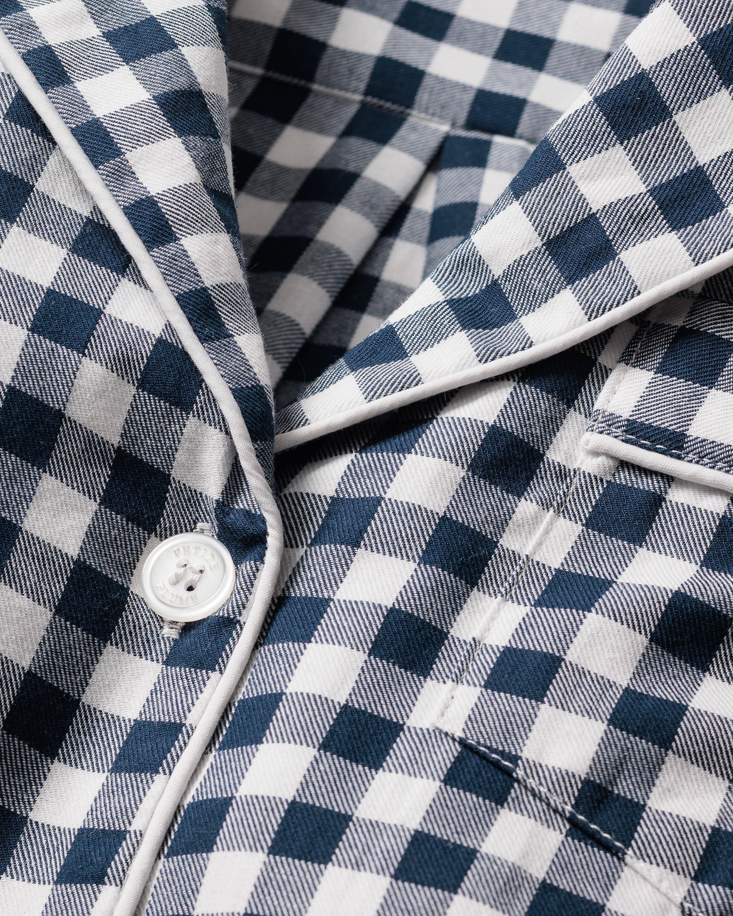 Women's Navy Gingham Twill Pajamas image number 2