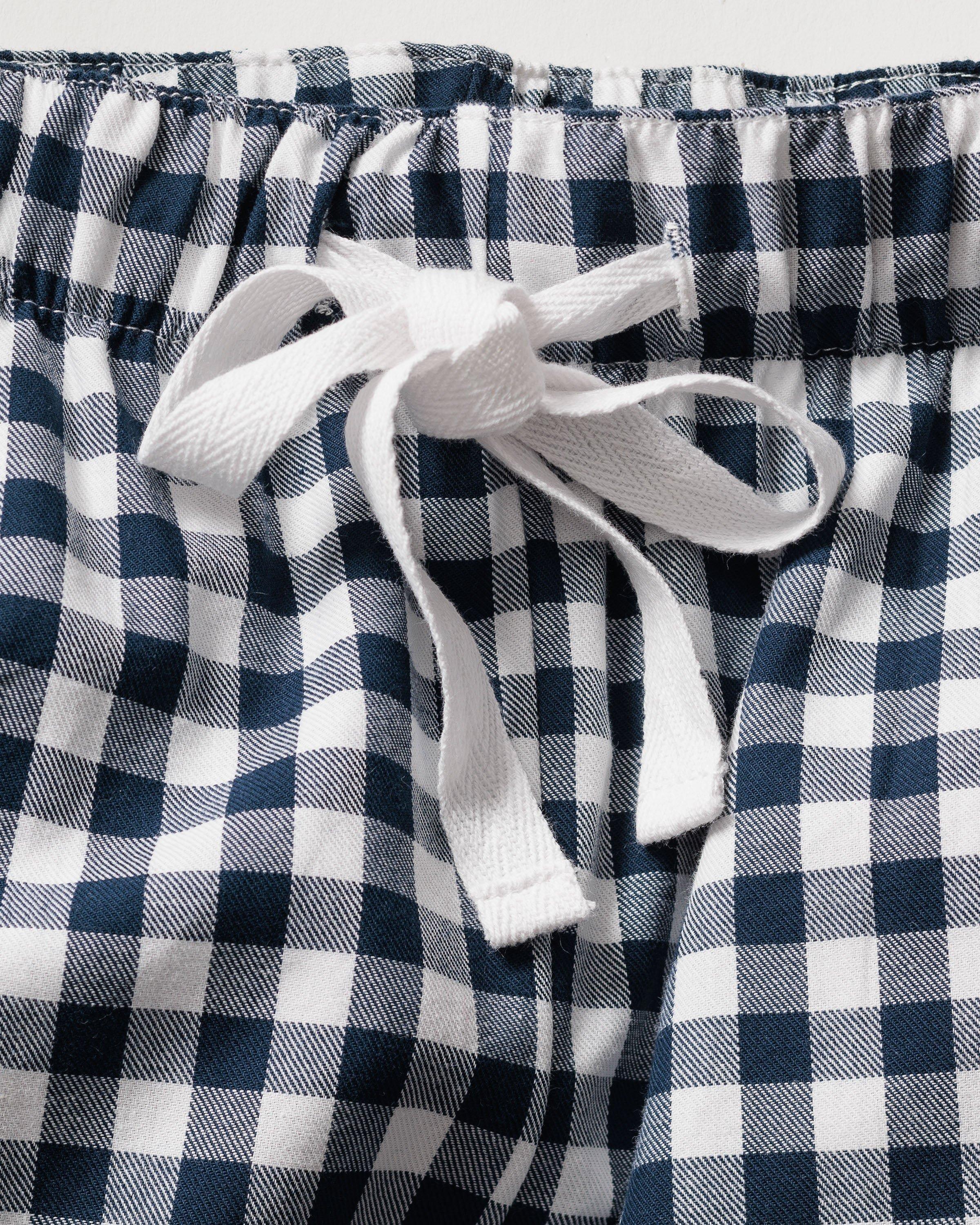 Women's Navy Gingham Twill Pajamas image number 3