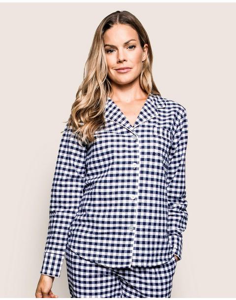 Women's Navy Gingham Twill Pajamas