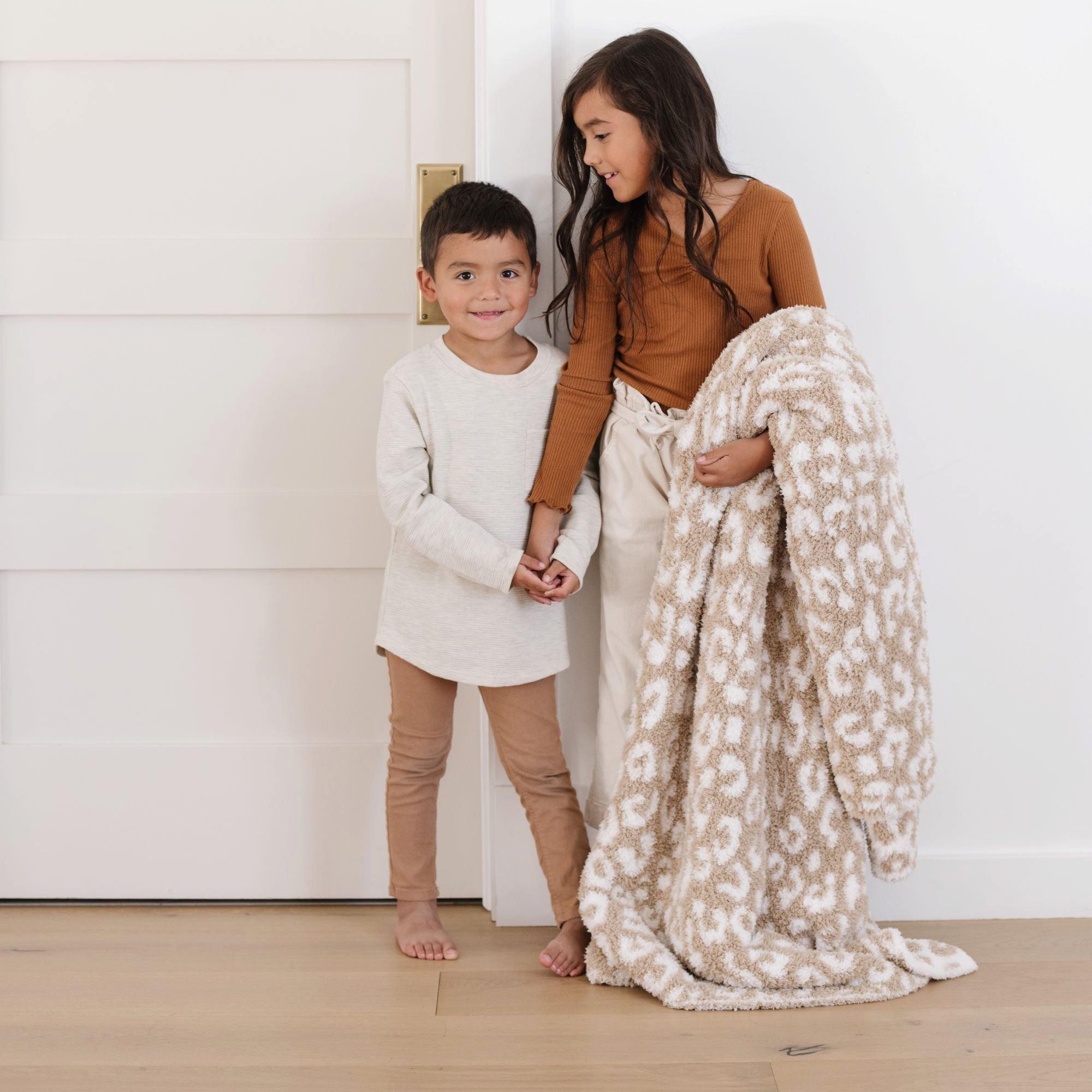 Double Layer Bamboni Blanket in Tan Leopard image number 3