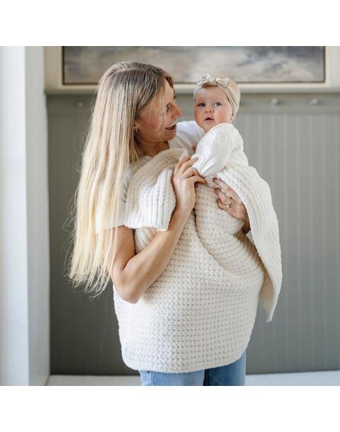 Waffle Knit Blanket in Swan