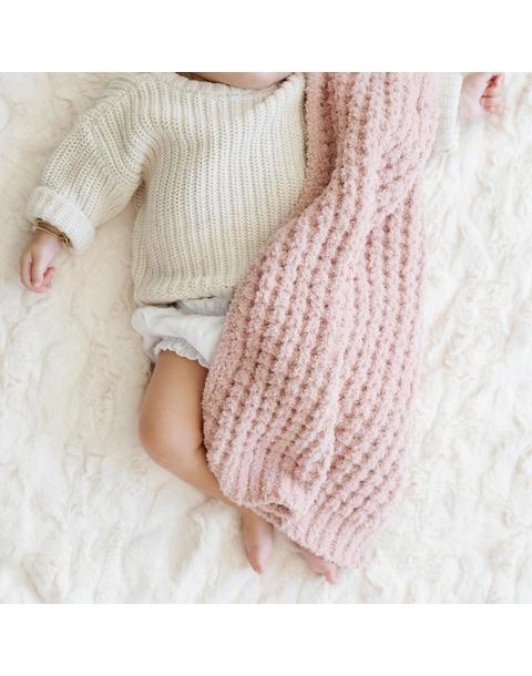Waffle Knit Blanket in Rosette