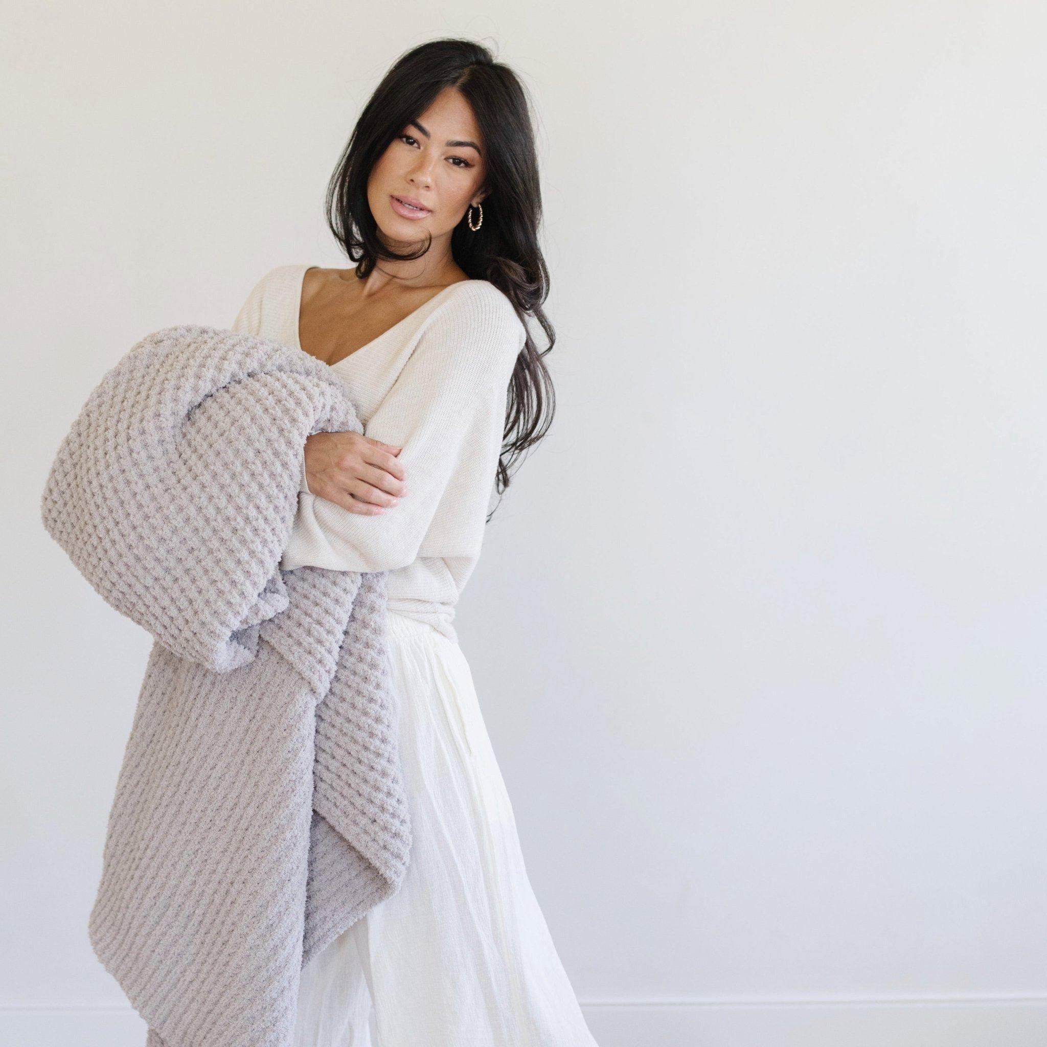 Waffle Knit Blanket in Oatmeal