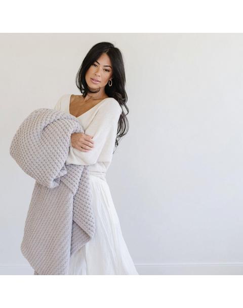 Waffle Knit Blanket in Oatmeal