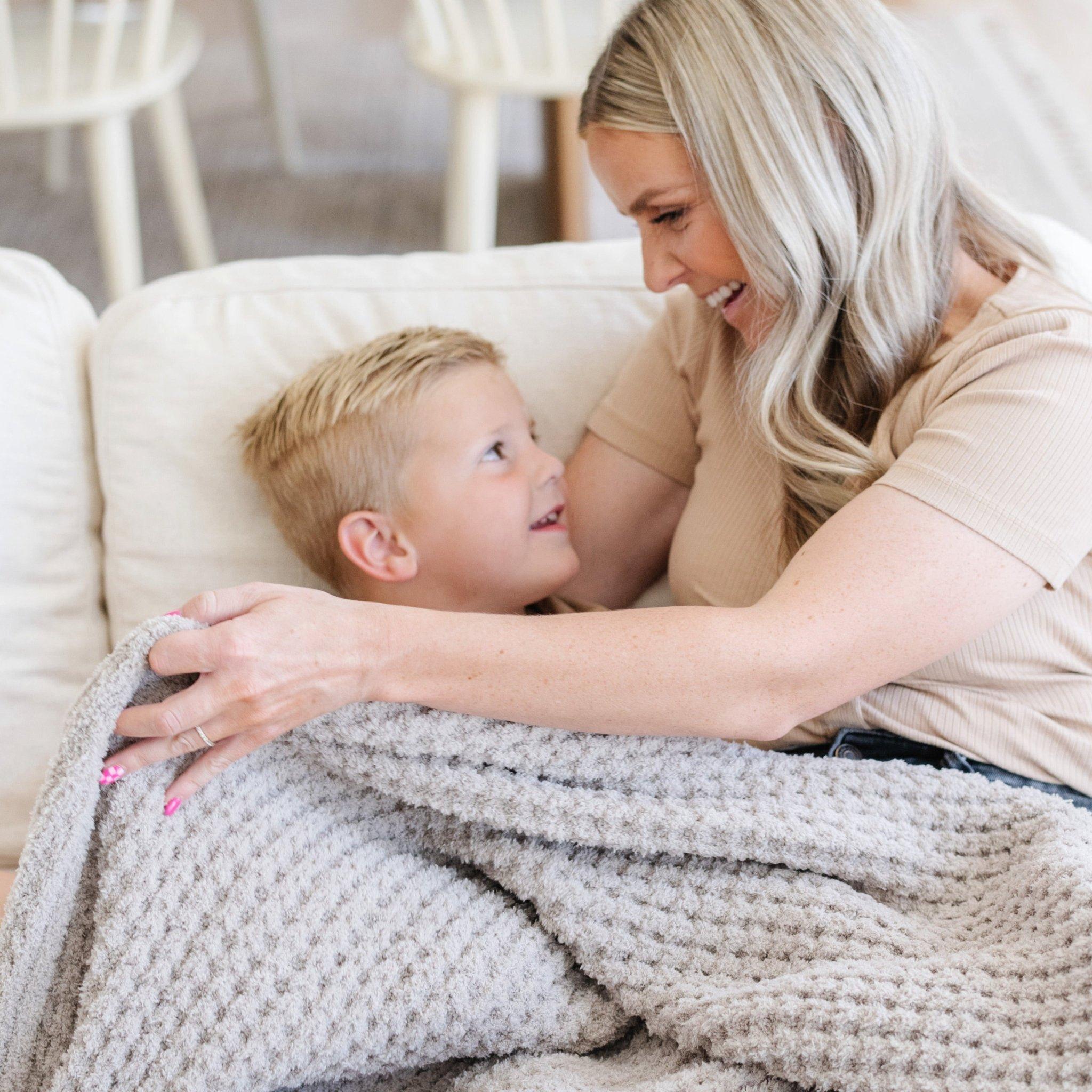 Waffle Knit Blanket in Oatmeal image number 1