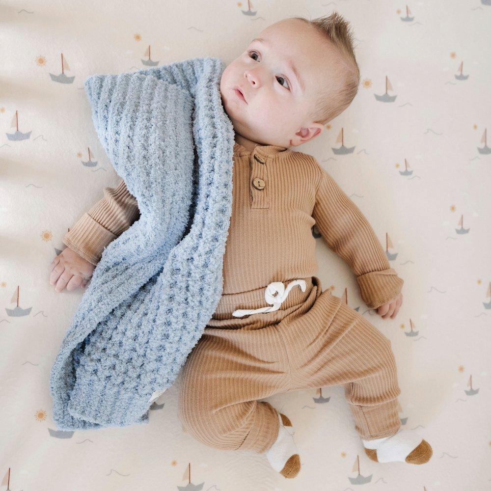 Waffle Knit Blanket in Blue Jay
