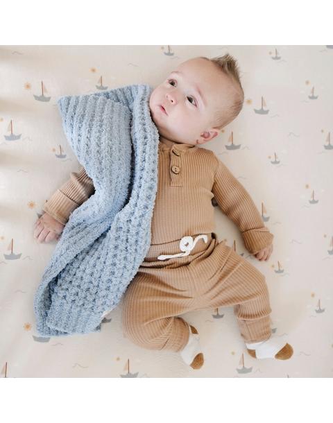 Waffle Knit Blanket in Blue Jay