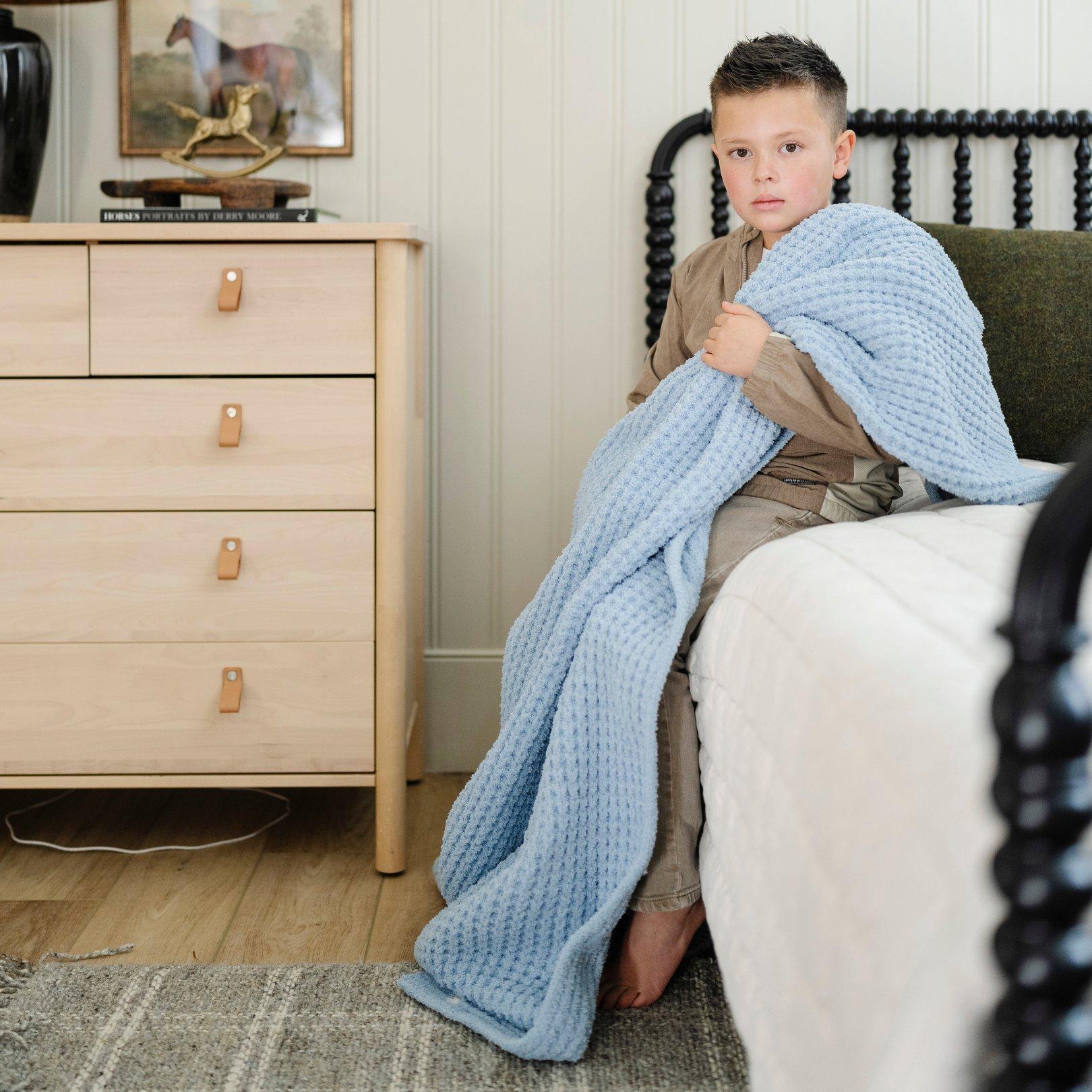 Waffle Knit Blanket in Blue Jay image number 2