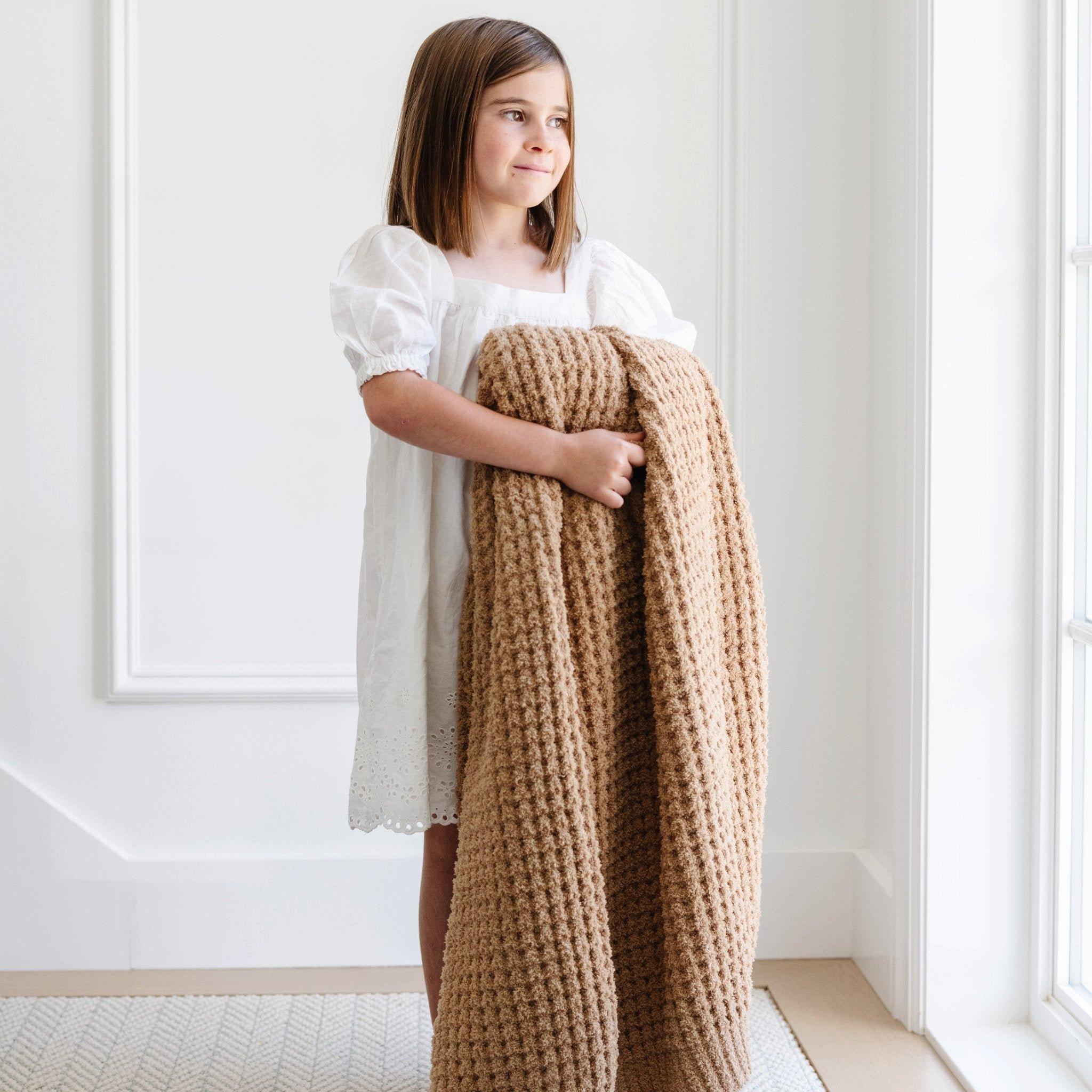 Waffle Knit Blanket in Allspice image number 2