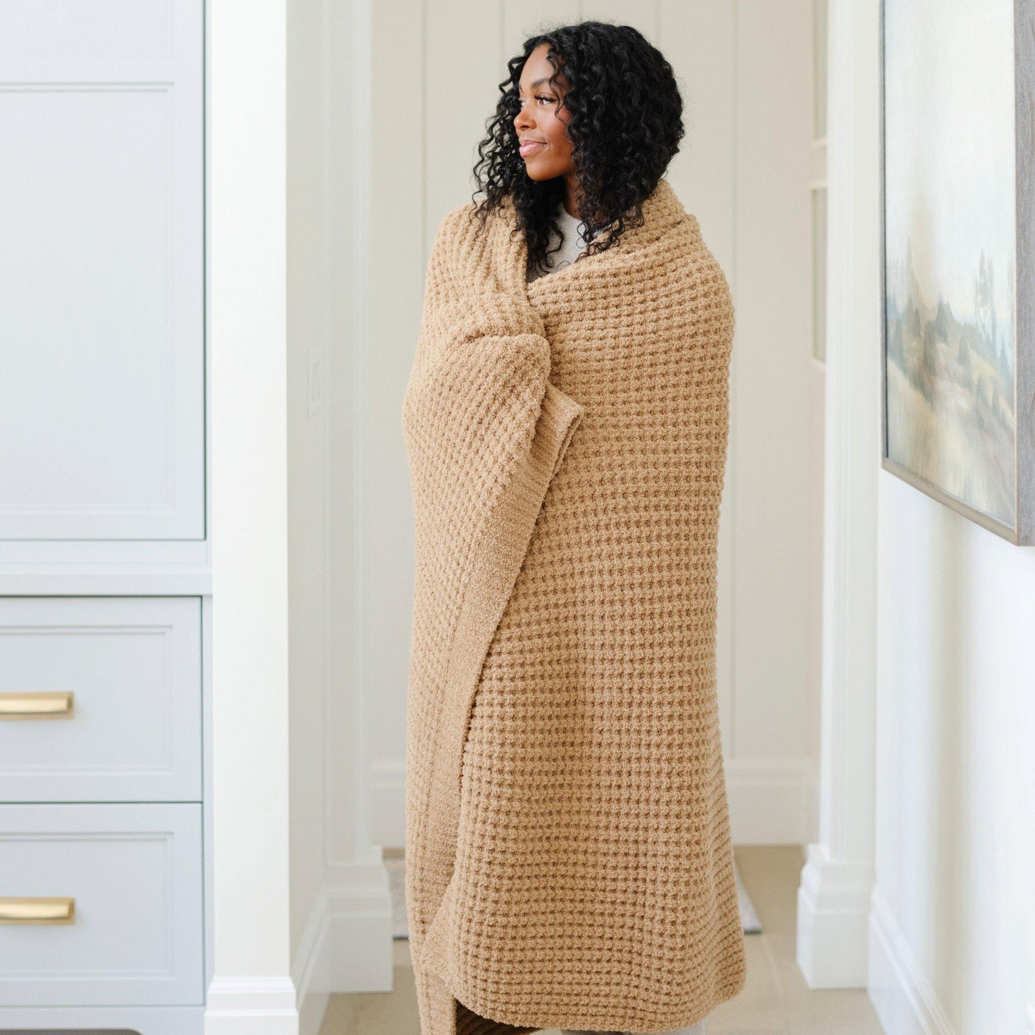 Waffle Knit Blanket in Allspice image number 1