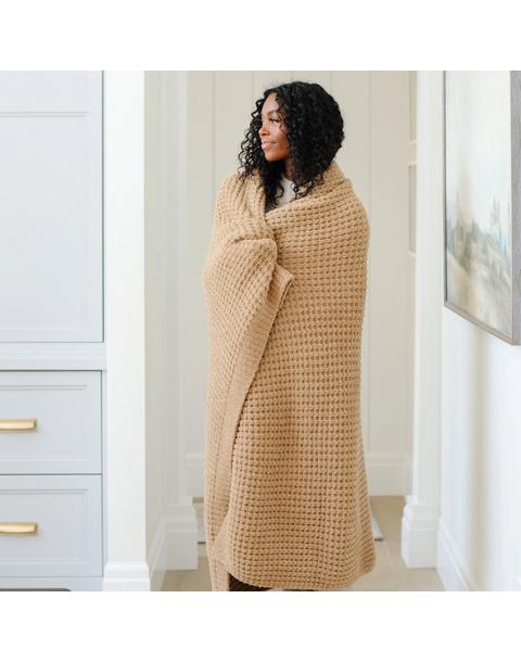 Waffle Knit Blanket in Allspice