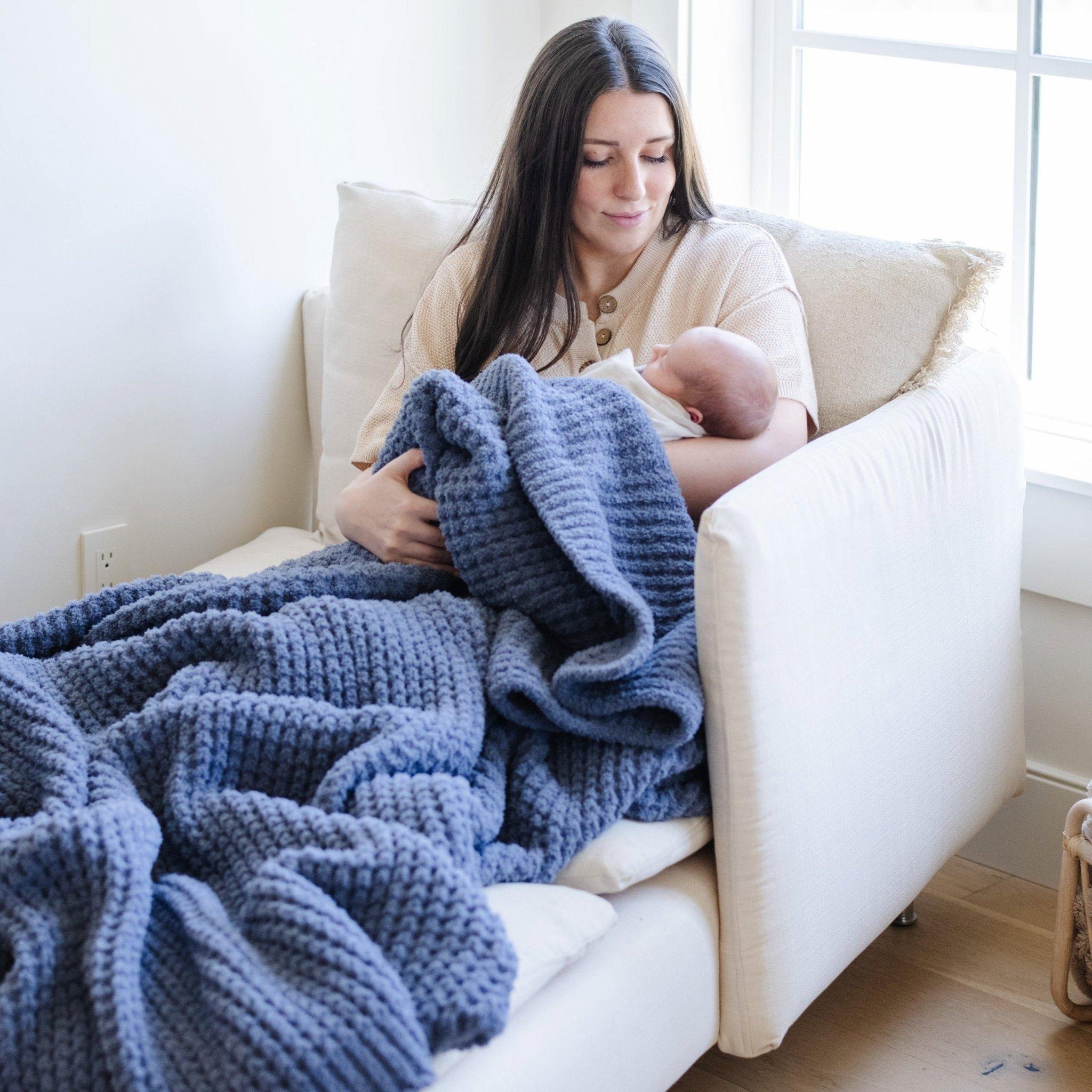 Waffle Knit Blanket in Oxford