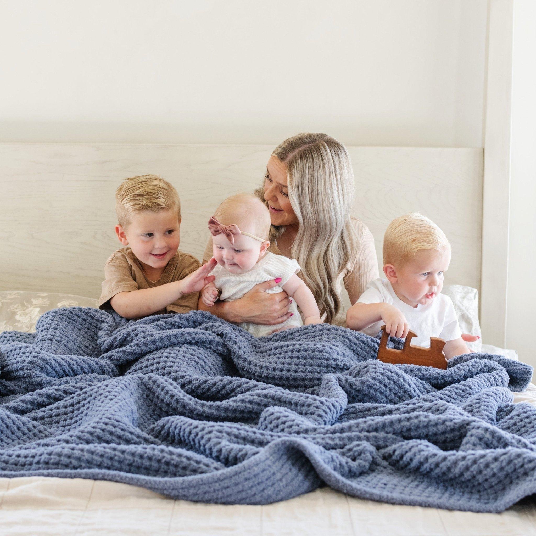 Waffle Knit Blanket in Oxford image number 1