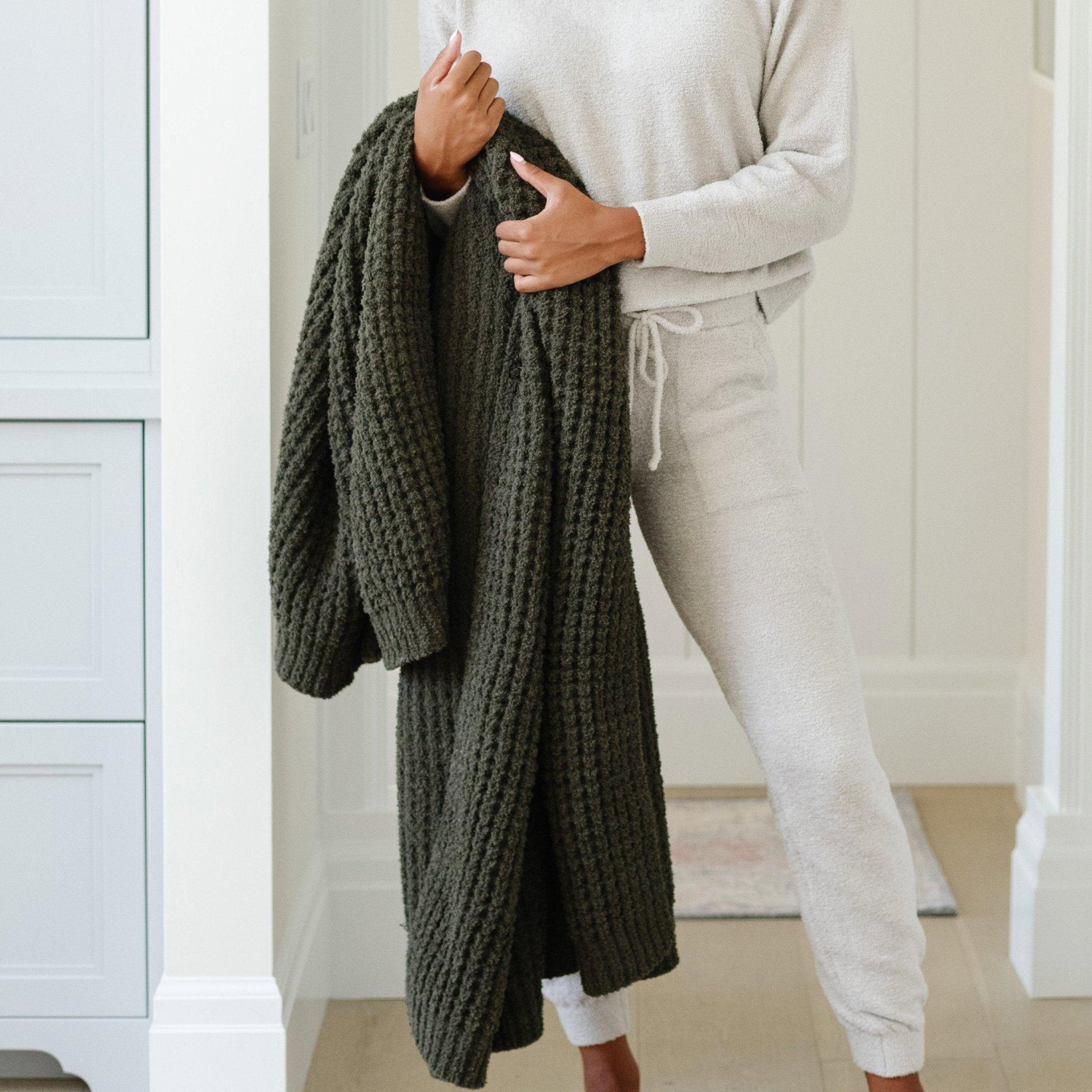 Waffle Knit Blanket in Thyme