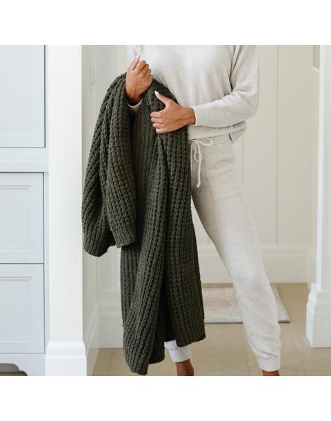 Waffle Knit Blanket in Thyme
