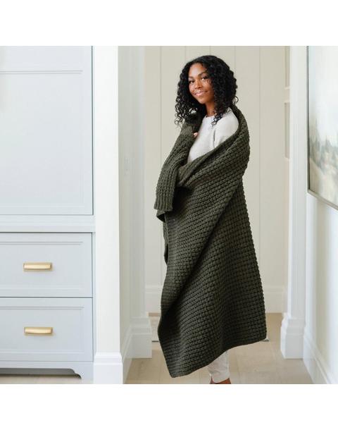Waffle Knit Blanket in Thyme
