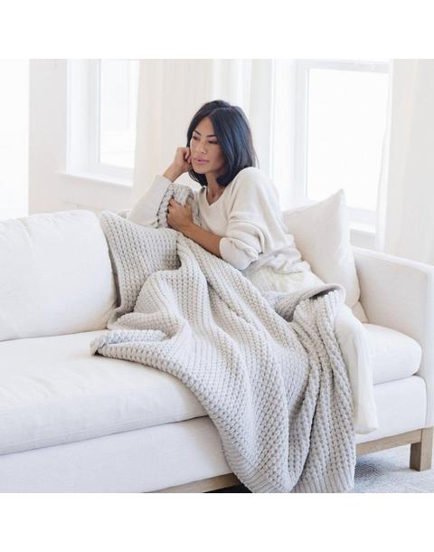 Waffle Knit Blanket in Moonbeam