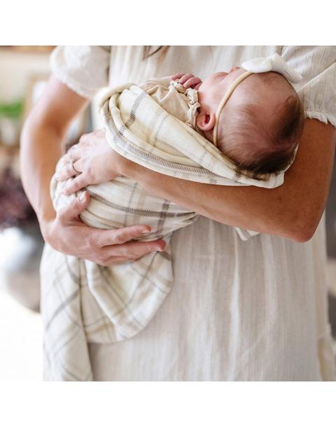 Minky Stretch Receiving Blanket in Plaid