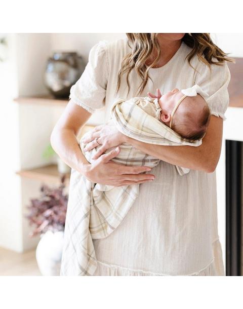 Minky Stretch Receiving Blanket in Plaid