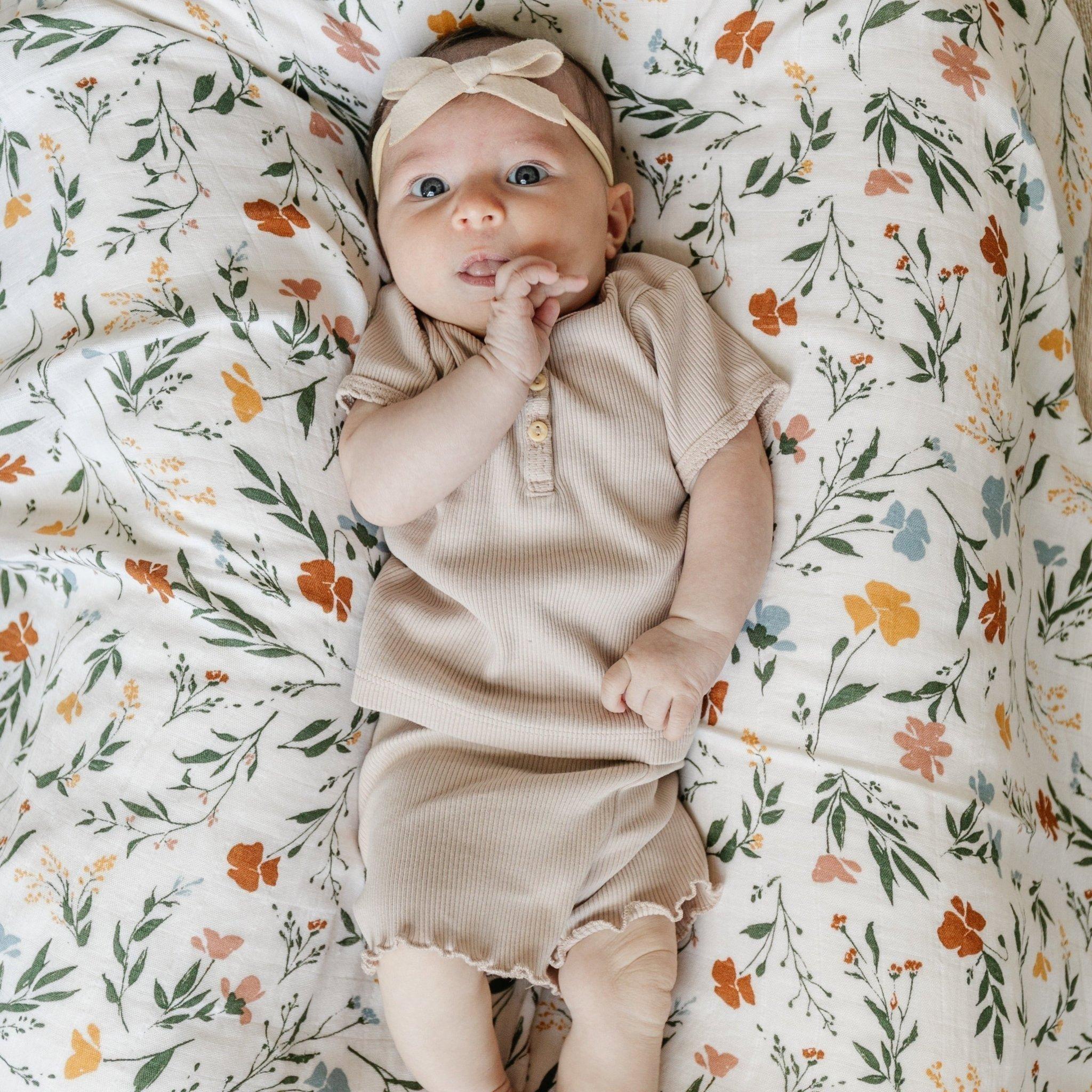 Bamboo Rayon Muslin Swaddle Fleurs