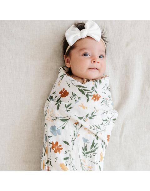 Bamboo Rayon Muslin Swaddle Fleurs