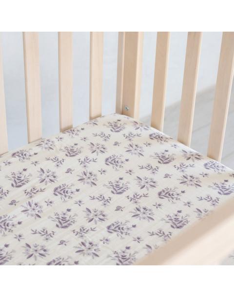 Cotton Muslin Crib Sheet Forget-Me-Not