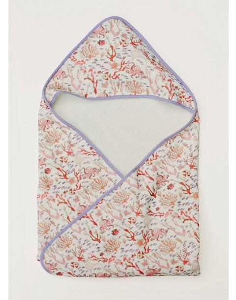 Rosy Coral Reef Hooded Bath Towel