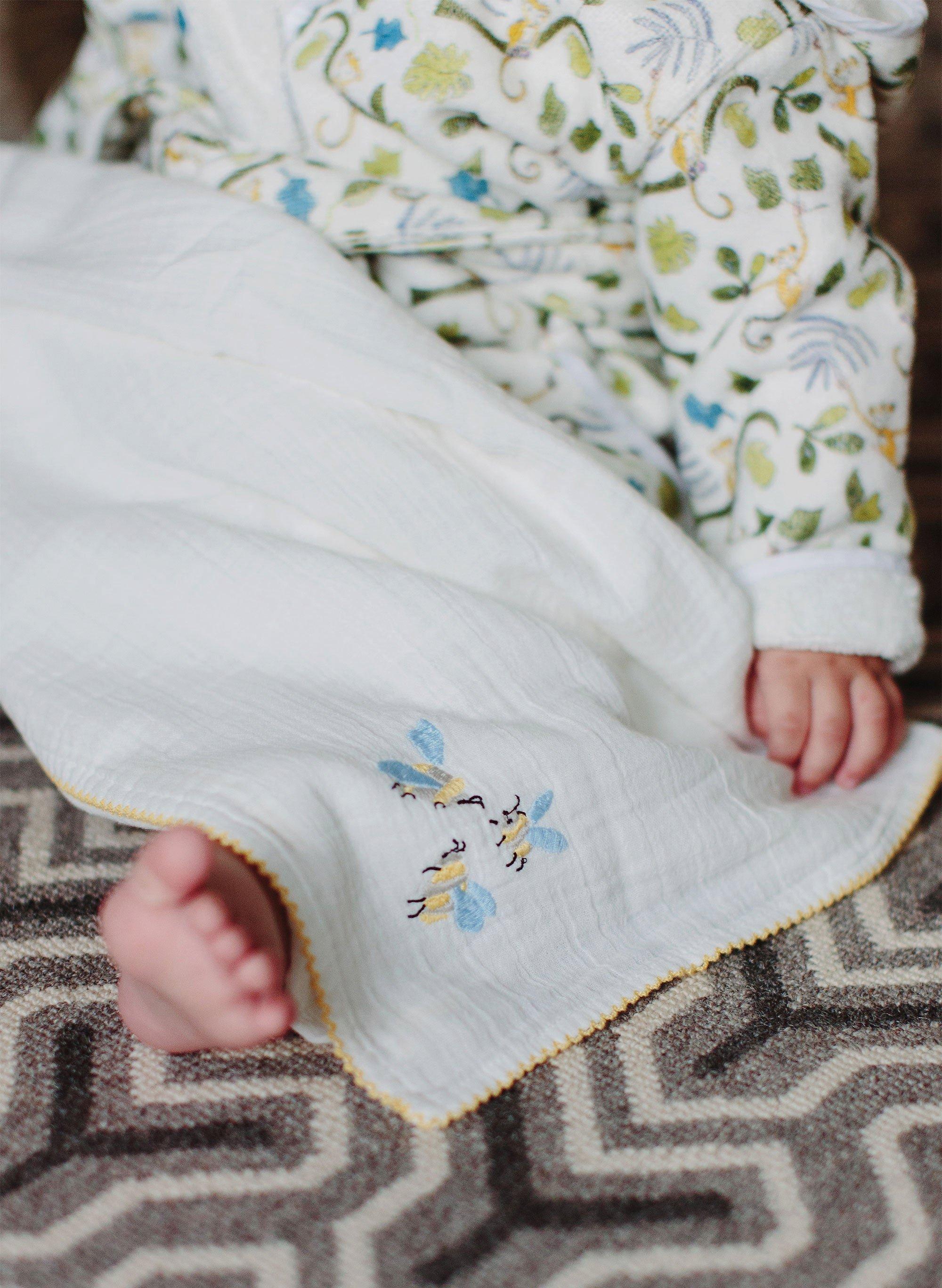 Bumblebee Embroidered Shawl Blanket image number 3