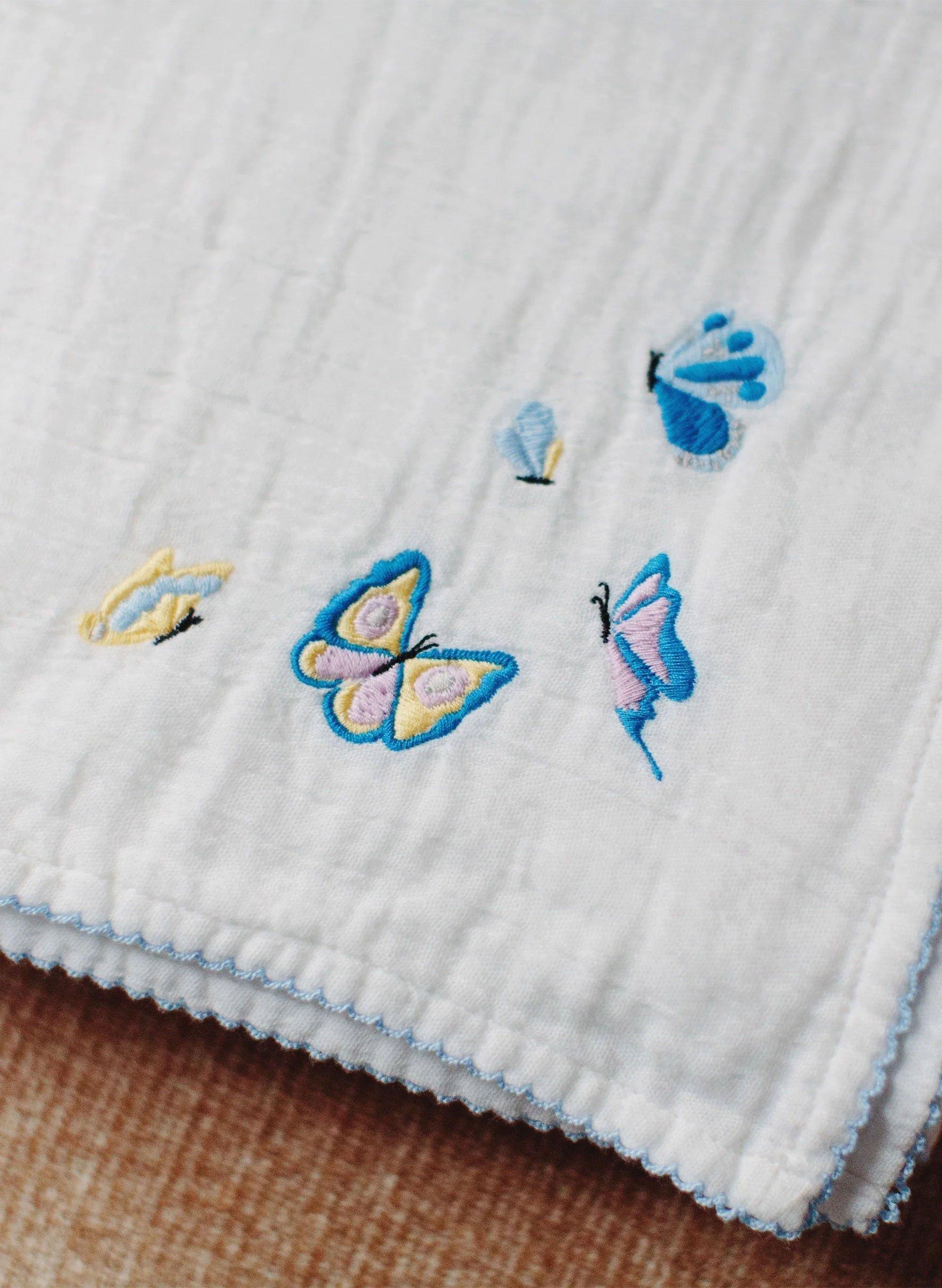 Butterfly Embroidered Shawl Blanket image number 1